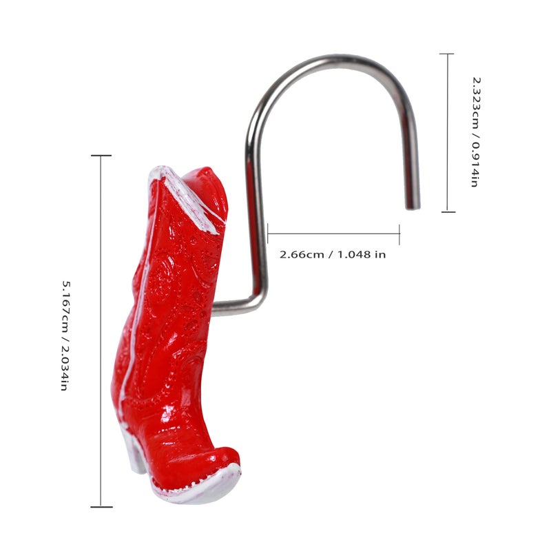Twofishes Xmas Glod Boots Shower Curtain Hooks Set of 12 Decorative Rust Proof Christmas Red Boots Shower Curtain Rings Pack of 12 (Red Boots) - Image 3